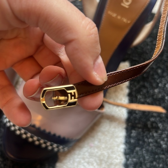 Beautiful Fendi Checkered and Tan Strappy Heels 37 - Picture 3 of 6